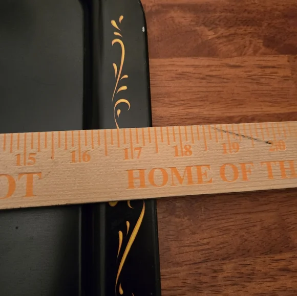 vintage hand painted toleware black floral metal tray - Picture 4 of 5